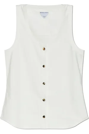 Bottega Veneta Tops, Dames, Wit, S, Katoen, Top met sluiting