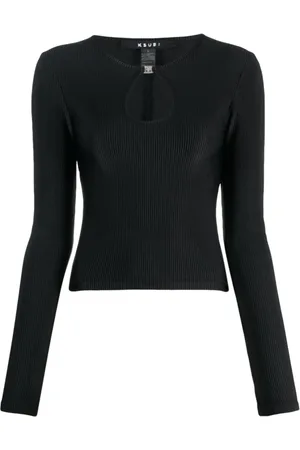 KSUBI Tops, Dames, Zwart, S, Nylon, Zwarte keyhole trui top