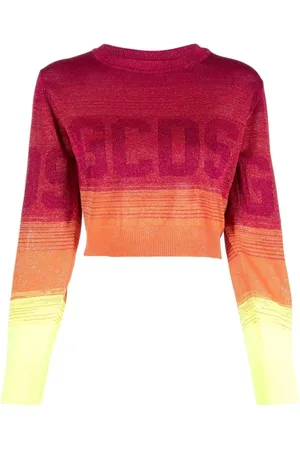 GCDS Truien, Dames, Roze, M, Polyester, Roze Lurex Cropped Sweater