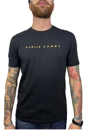 GAËLLE Tops, Heren, Zwart, S, Katoen, Witte Katoenen T-shirt