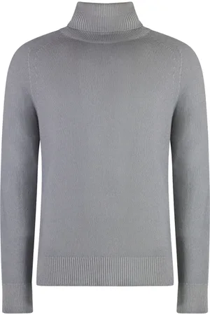 Malo Truien, Heren, Grijs, L, Kasjmier, Geribbelde Cashmere Coltrui Trui