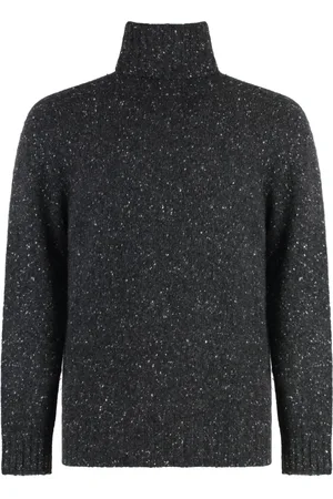 Malo Truien, Heren, Grijs, L, Kasjmier, Heather Effect Cashmere Turtleneck Sweater