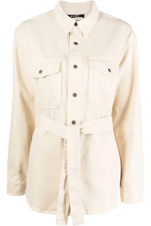 KSUBI Jassen, Dames, Wit, L, Katoen, Witte Katoenen Voyager Shacket Mallow