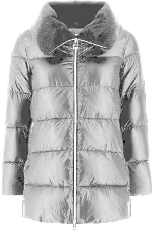 HERNO Jassen, Dames, Grijs, S, Nylon, A-vorm Nylon Ultralight Bontjas