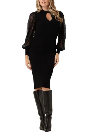Twin-Set Kleedjes, Dames, Zwart, S, Denim, Elegante Zwarte Midi Jurk