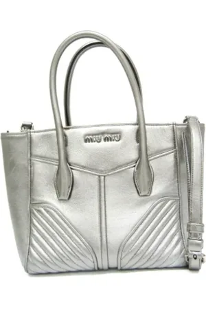 Miu Miu Pre-owned, Dames, Grijs, ONE Size, Tweedehands leren handtassen