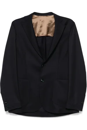 BARBA Jassen, Heren, Blauw, M, Wol, Wollen jas met 2 knopen