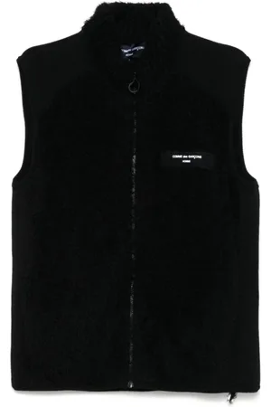 Comme des Garçons Jassen, Heren, Zwart, M, Wol, Zwarte gebreide mouwloze trui met rits