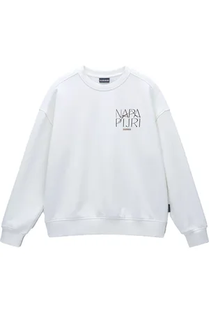 Napapijri Sweatshirts & Hoodies, Dames, Wit, M, Katoen, Zachte en Stijlvolle Oversized Sweater