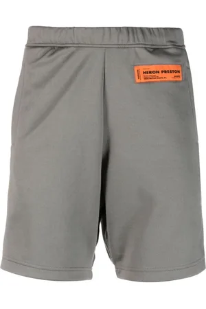 Heron Preston Korte broeken, Heren, Grijs, L, Katoen, Casual Grijze Logo Track Shorts