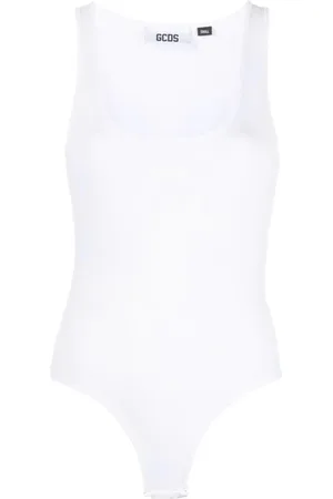GCDS Tops, Dames, Wit, L, Witte Casual Body Jersey Bodysuit