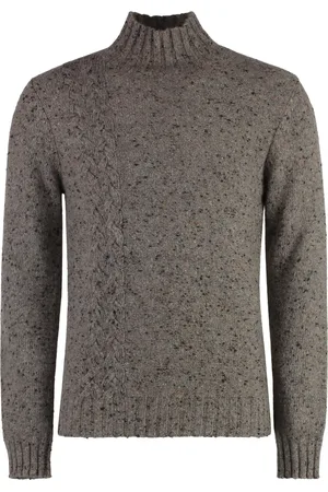 Malo Truien, Heren, Grijs, L, Leer, Heather Cashmere Turtleneck Sweater