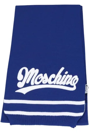 Moschino Accessoires, Heren, Blauw, ONE Size, Wol, Blauwe wol en acryl sjaal