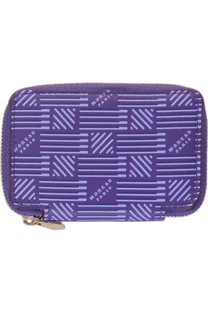 MOREAU Accessoires, Dames, Paars, ONE Size, Leer, Ritssluiting Leren Portemonnee met Logovoering