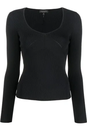 RAG&BONE Truien, Dames, Zwart, L, Nylon, Zwarte Casual Trui met Lange Mouwen