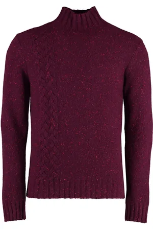 Malo Truien, Heren, Paars, L, Leer, Heather Cashmere Turtleneck Sweater
