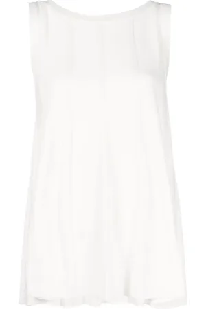 Malo Tops, Dames, Wit, M, Katoen, Witte Flared Ribs Casual Blouse
