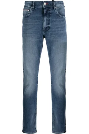 Tommy Hilfiger Jeans, Heren, Blauw, W33 L32, Katoen, Blauwe Skinny Jeans Tapered Houston