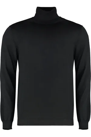Malo Truien, Heren, Zwart, XL, Kasjmier, Cashmere Turtleneck Pullover, Ribbed Knit Edges