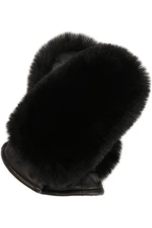 Kazar Accessoires, Dames, Zwart, S, Leer, Leren handschoenen met synthetische bont en één vinger