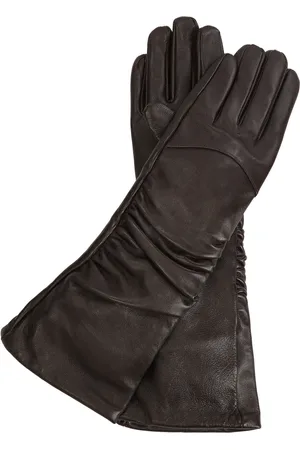 Kazar Accessoires, Dames, Bruin, S, Leer, Lange donkerbruine handschoenen met een plooi
