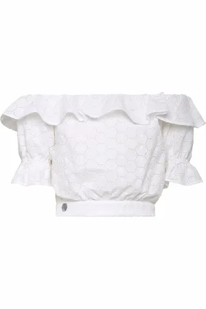 Philipp Plein Blouses & Shirts, Dames, Wit, L, Katoen, Witte Katoenen Casual Blouse Top