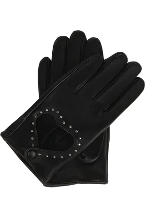 Kazar Accessoires, Dames, Zwart, M, Leer, Zwarte touchscreen handschoenen met hartuitsparing