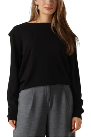 Minus Truien, Dames, Zwart, XS, Zwarte Gebreide Pullover Trui