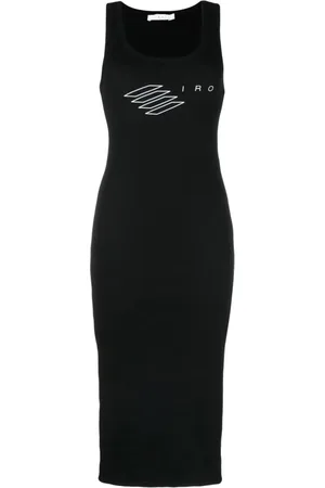 IRO Kleedjes, Dames, Zwart, L, Katoen, Casual Zwarte Midi Jurk