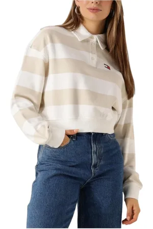 Tommy Hilfiger Sweatshirts & Hoodies, Dames, , M, Katoen, Gestreept Polo Shirt met Lange Mouwen