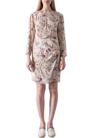 Max Mara Kleedjes, Dames, , M, Bloemen Midi Jurk met Open Rug