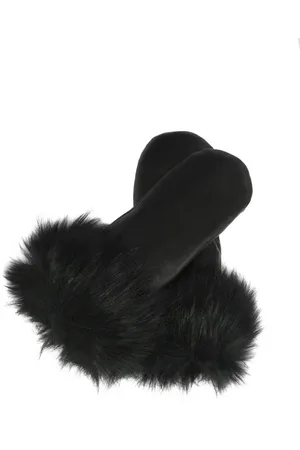 Kazar Accessoires, Dames, Zwart, L, Leer, Elegante leren dameshandschoenen afgewerkt met synthetische bont
