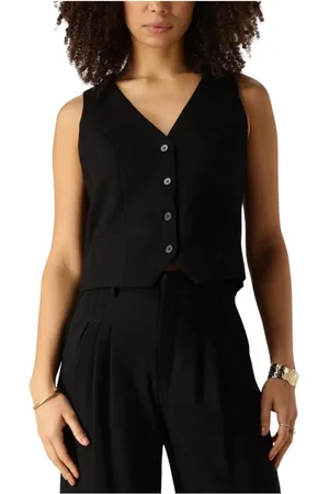 NOTRE-V Jassen, Dames, Zwart, 2Xl, Elegante Zwarte Gilet voor Vrouwen