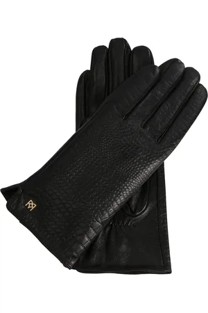 Kazar Accessoires, Dames, Zwart, S, Leer, Zwarte handschoenen versierd met een krokusinzet