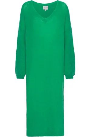 American Dreams Kleedjes, Dames, Groen, ONE Size, Wol, Smaragdgroene Silja Jurk