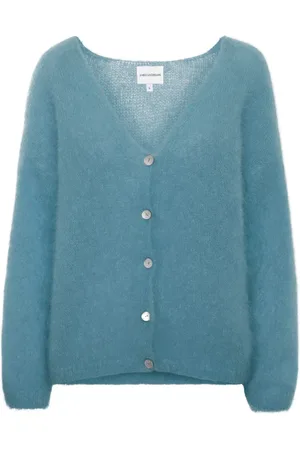 American Dreams Truien, Dames, Blauw, XL, Wol, Batik-geïnspireerde Mohair Cardigan