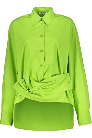 Low Classic Blouses & Shirts, Dames, Groen, M, Katoen, Klassieke Katoenen Overhemd met Knoopsluiting