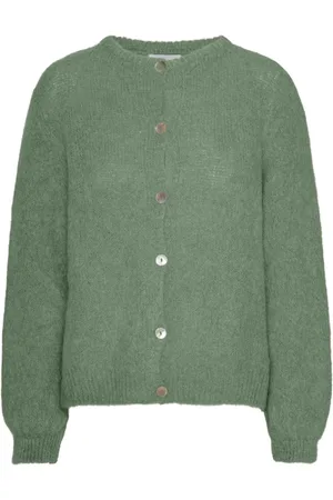 American Dreams Truien, Dames, Groen, XL, Wol, Zachte Alpaca Cardigan Stoffig Groen