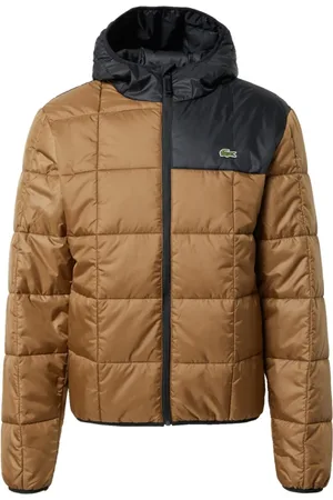 Lacoste Jassen, Heren, Bruin, S, Polyester, Waterdichte Colour-Block Pufferjas Marron/Noir