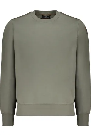 Parajumpers Sweatshirts & Hoodies, Heren, Groen, L, Katoen, Geribbelde crew-neck sweatshirt met logopatch