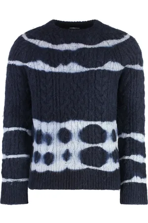 Malo Truien, Heren, Blauw, S, Wol, Geribbelde crew-neck alpaca trui