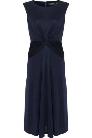 Ralph Lauren Kleedjes, Dames, Blauw, 2Xl, Polyester, Tessanne Jurk met Korte Mouwen