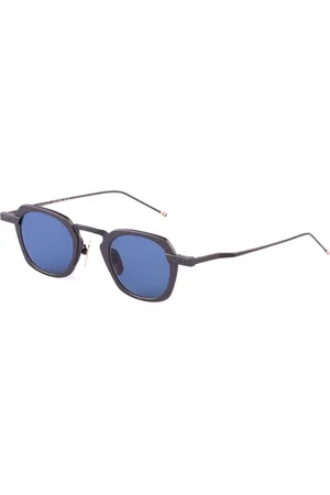 Thom Browne Accessoires, Heren, Zwart, ONE Size, Zwarte IJzeren Vierkante Zonnebril