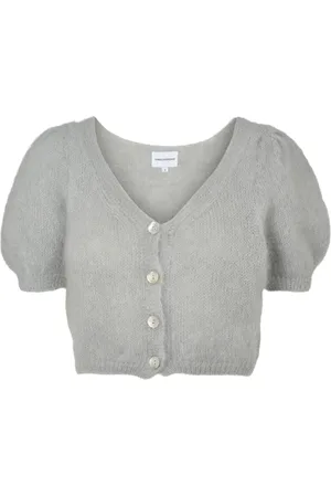 American Dreams Truien, Dames, Grijs, XL, Wol, V-hals Kort Vest Licht Grijs