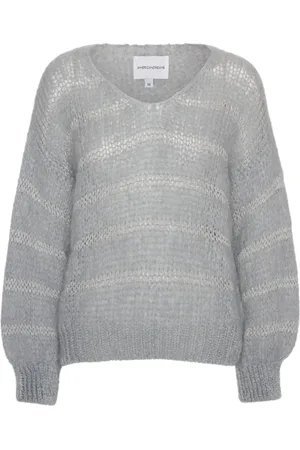 American Dreams Truien, Dames, Grijs, M, Wol, Katie Mohair Gebreid Lichtgrijs Lurex