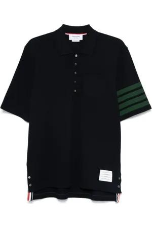 Thom Browne Tops, Heren, Blauw, S, Katoen, Blauw poloshirt met gestreept detail