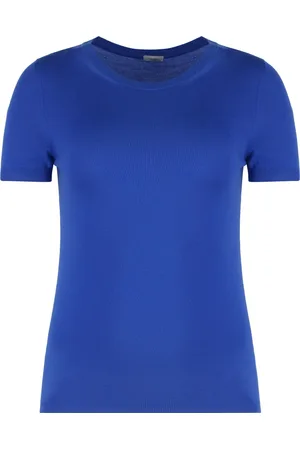 Malo Truien, Dames, Blauw, XS, Wol, Ribgebreide korte mouw wollen trui