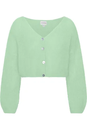 American Dreams Truien, Dames, Groen, L, Wol, Mohair Cropped Cardigan Mint