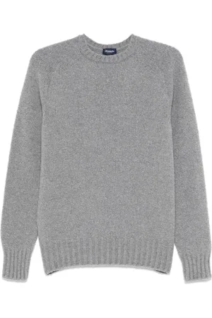 DRUMOHR Truien, Heren, Grijs, L, Wol, Merino Wol Crew Neck Sweater