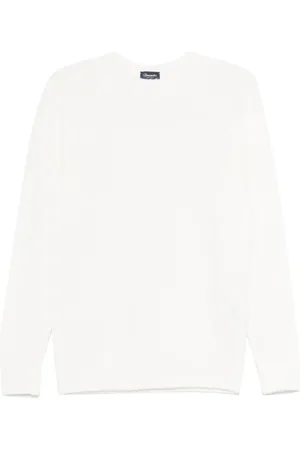 DRUMOHR Truien, Heren, Wit, L, Wol, Witte Merinowol Ronde Hals Trui